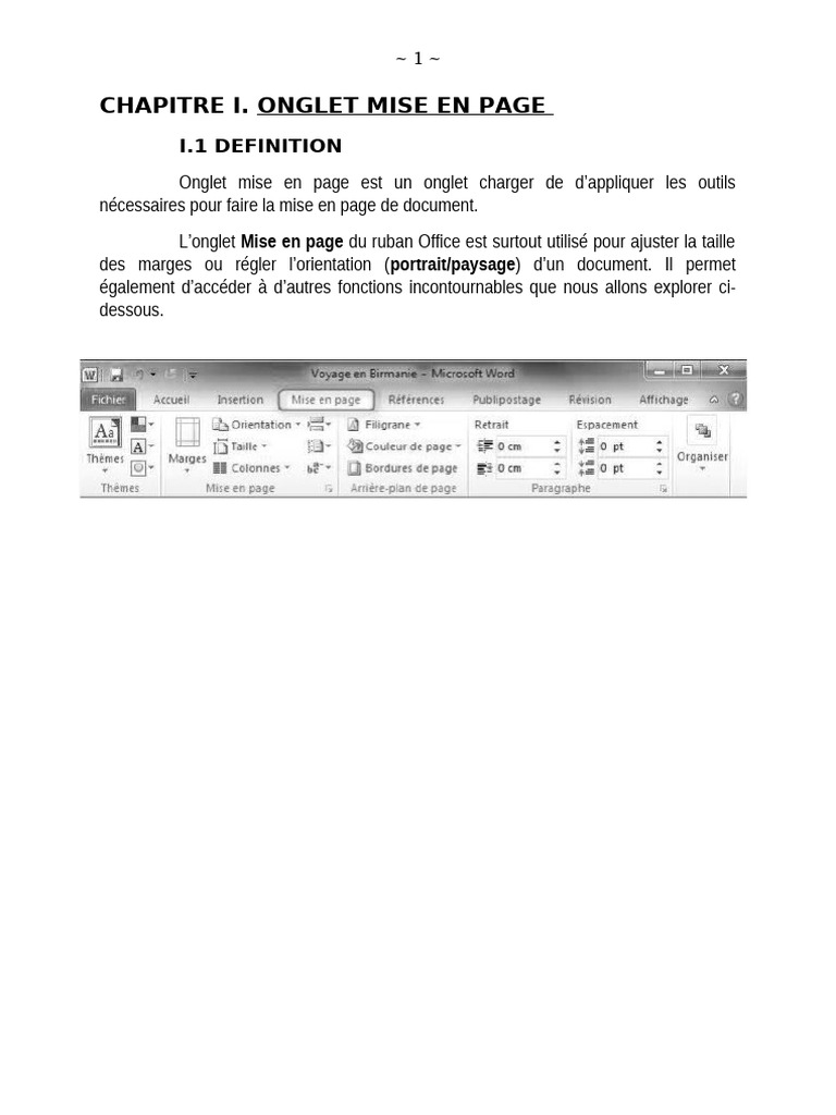 Guide de l'onglet Mise en page Word | PDF | Microsoft Word | Mise en page