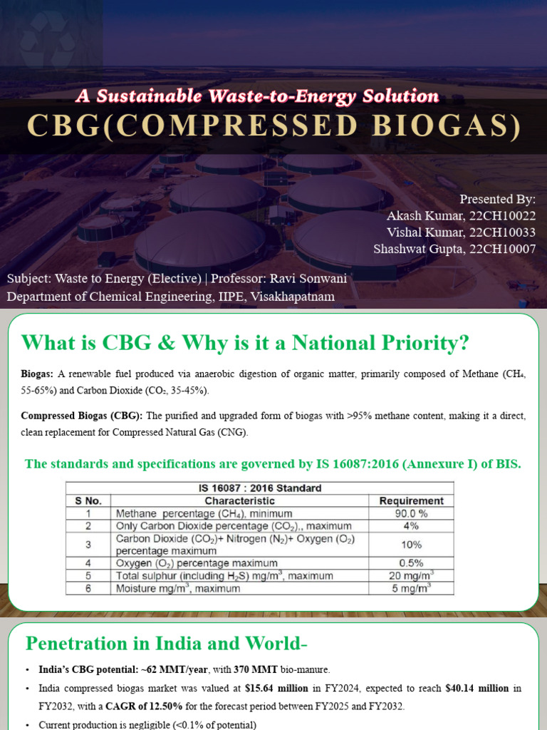 Compressed Biogas: India's Sustainable Energy Solution | PDF | Biogas ...