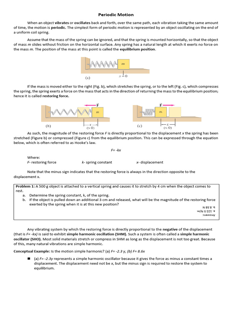 Understanding Periodic Motion and SHM | PDF | Oscillation | Force