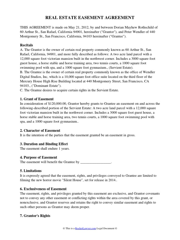 Real Estate Easement Agreement | PDF | Easement | Covenant (Law)