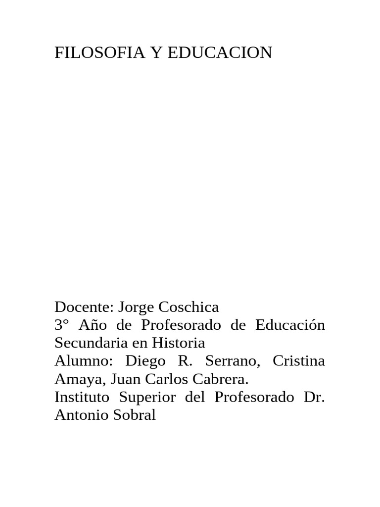 Filosofia y Educacion Tp 2 | PDF | Plan de estudios