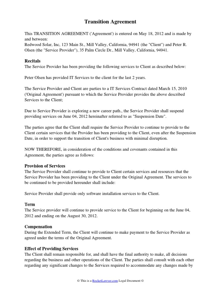 Transition Agreement PDF Arbitration Law Of Agency