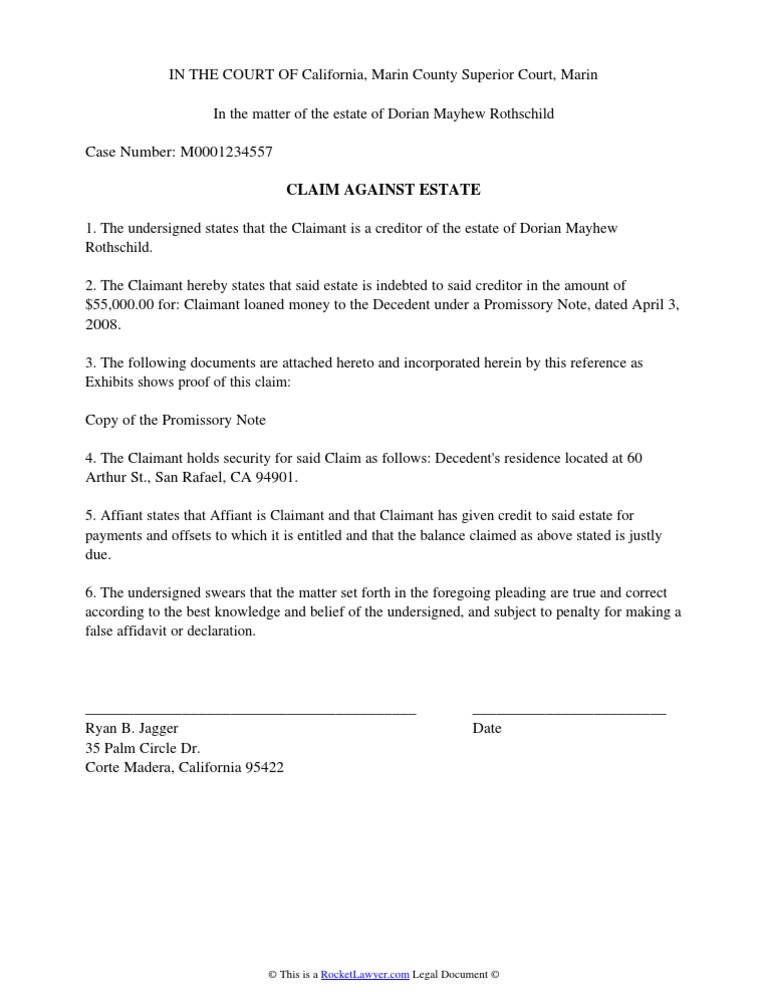 Claim Against Dorian Rothschild Estate | PDF