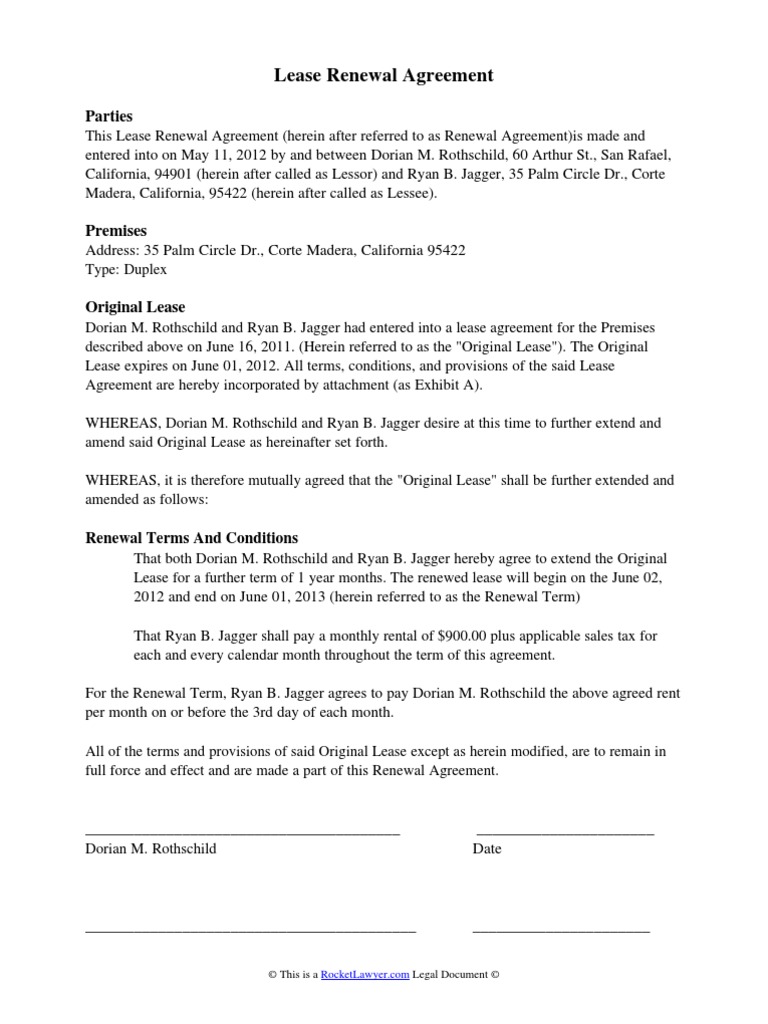 Lease Renewal Agreement PDF