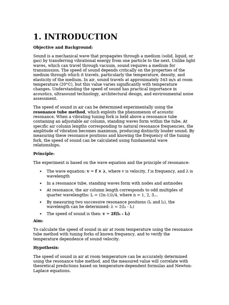 Speed of Sound Investigation | PDF | Waves | Sound