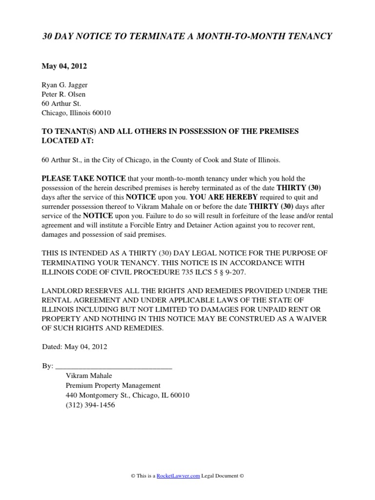 Illinois Eviction Notice | PDF | Leasehold Estate | Eviction