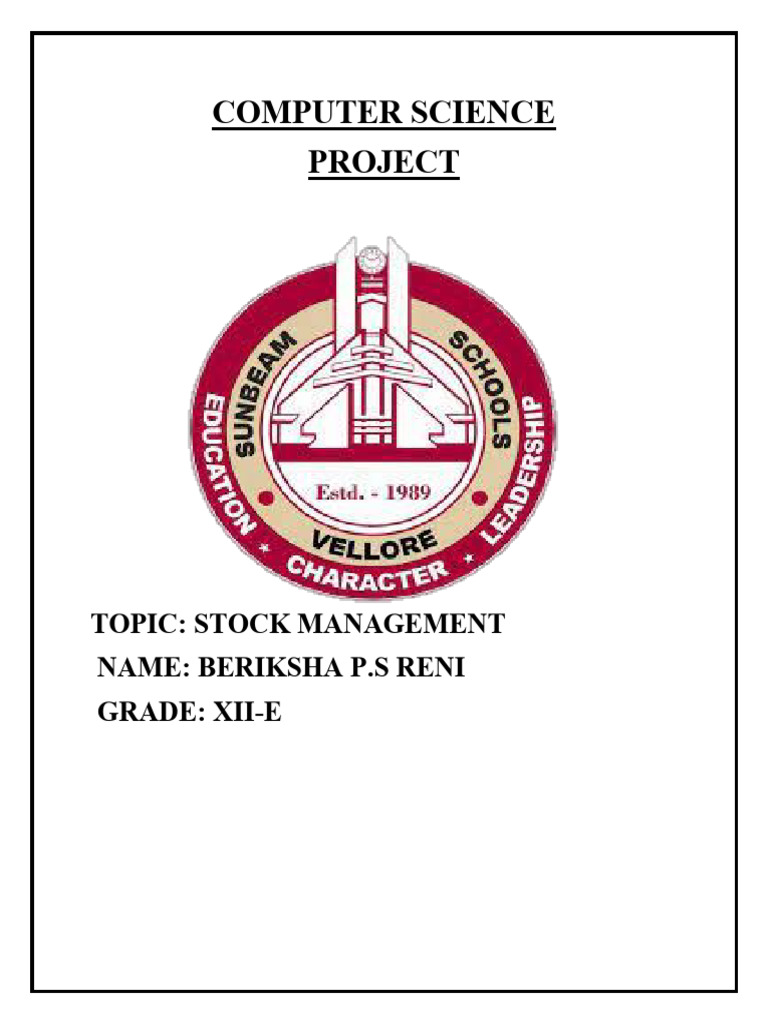 Stock Management Project Report | PDF | Inventory | Databases