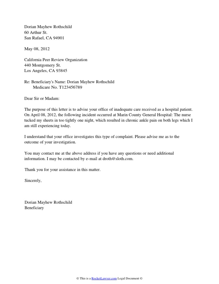 Medicare Peer Review Letter