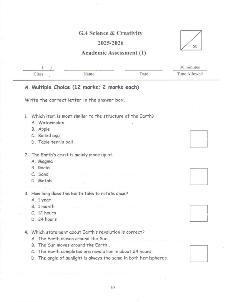 P4 Science Assessment 25-26 (1) | PDF