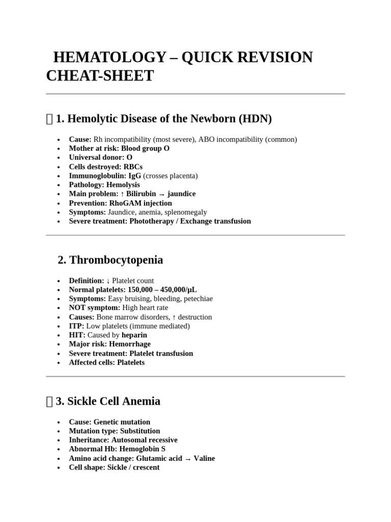Unit 5 Quick Sheet | PDF | Anemia | Vitamin B12