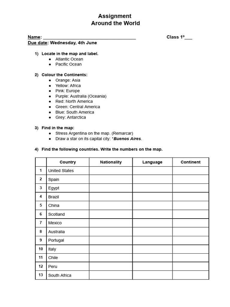 Assignment Around the World (1) | PDF | South America | Continent