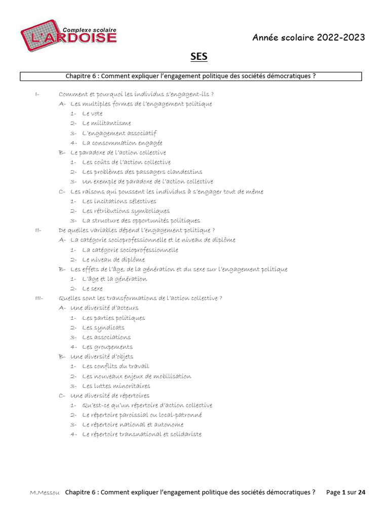 Engagement politique en démocratie : formes et enjeux | PDF ...