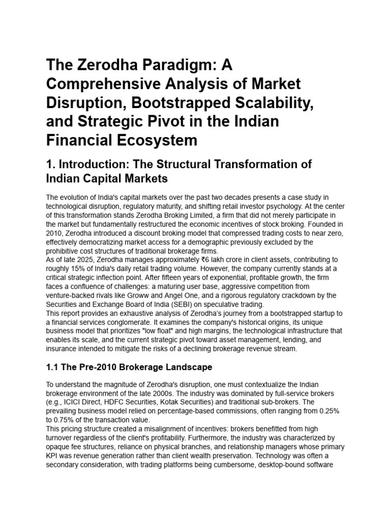 Zerodha Case Study Outline | PDF | Valuation (Finance) | Exchange ...