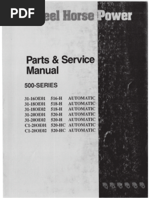 Wheel Horse 500 Series 520H Tractor Operators Manual
