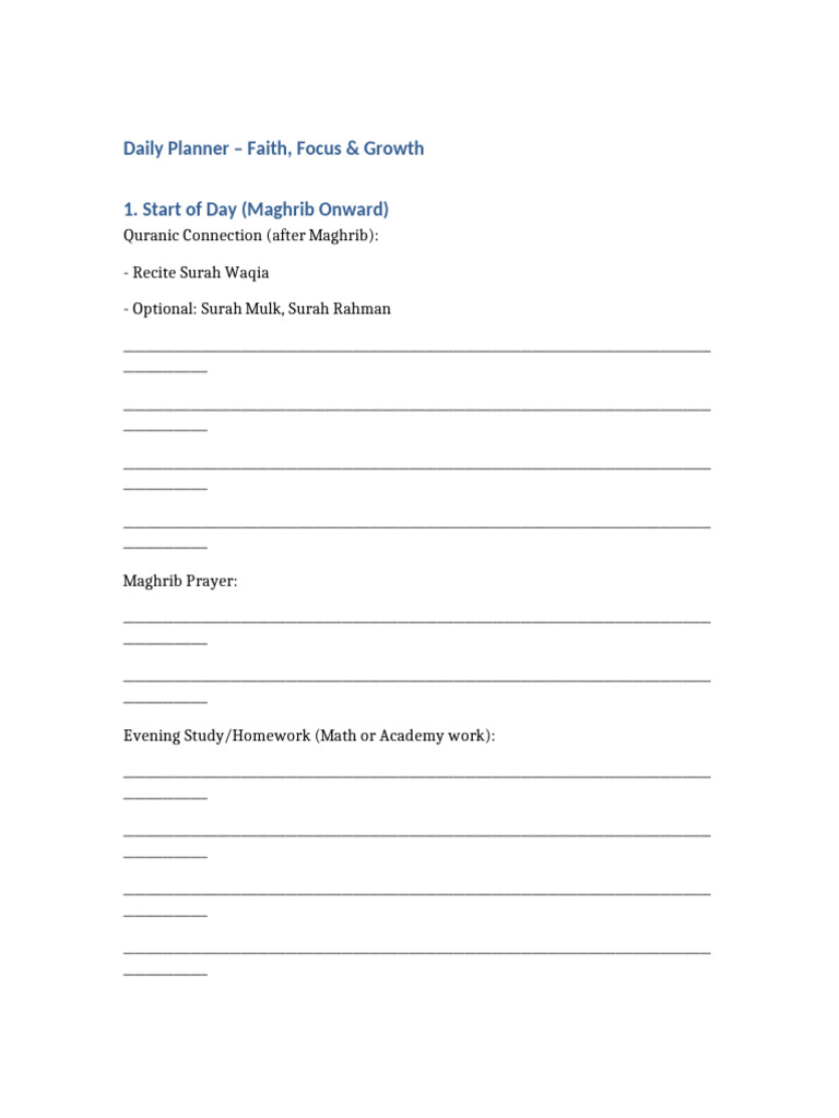 Daily Planner With Spiritual and Study Routine | PDF | Quran | Islam
