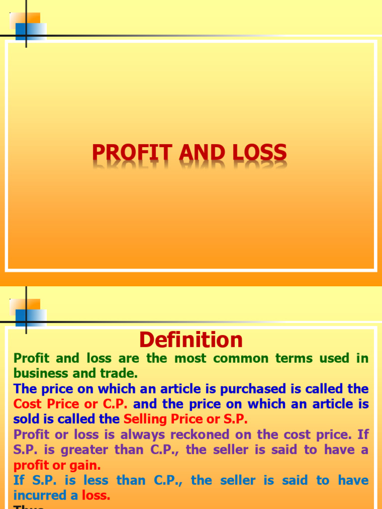 Profit and Loss Calculation Guide | PDF | Prices | Cost