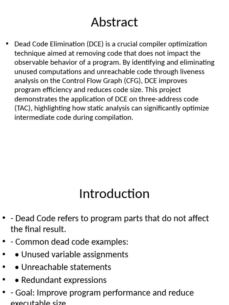 Dead Code Elimination Presentation | PDF