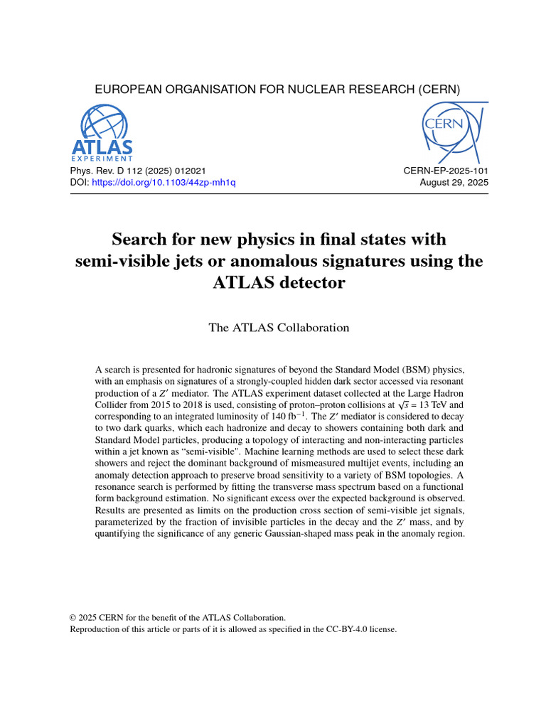 Search For New Physics in Final States With Semi-Visible Jets or ...