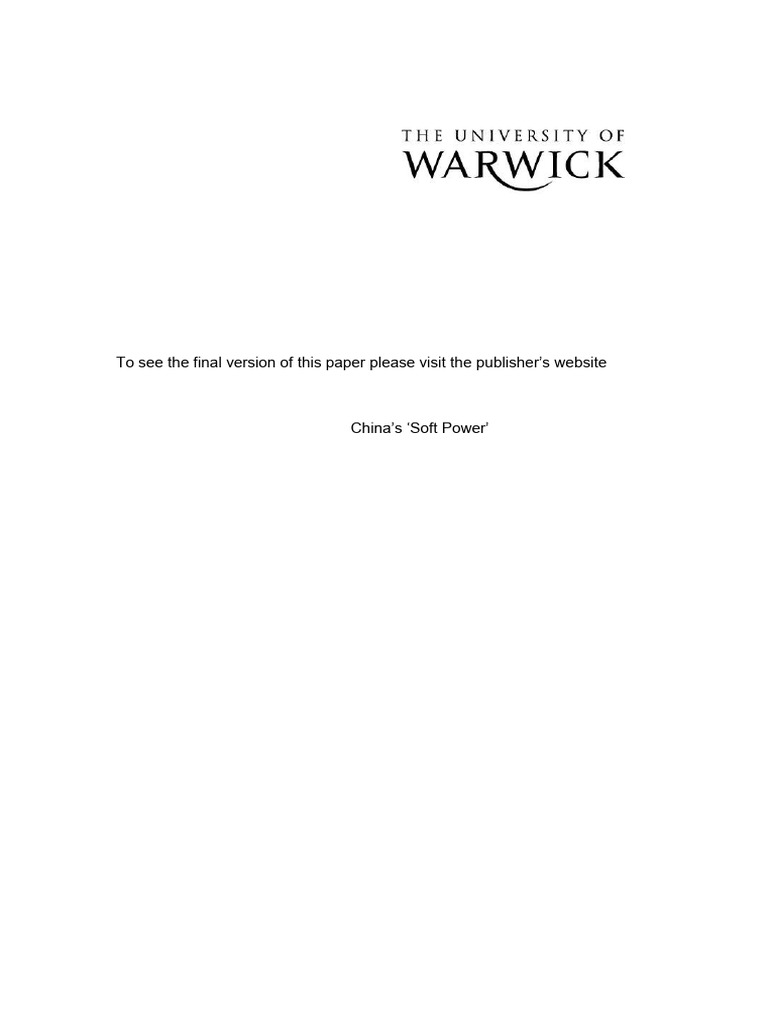 The Soft Notion of China's Soft Power | PDF | Soft Power | China