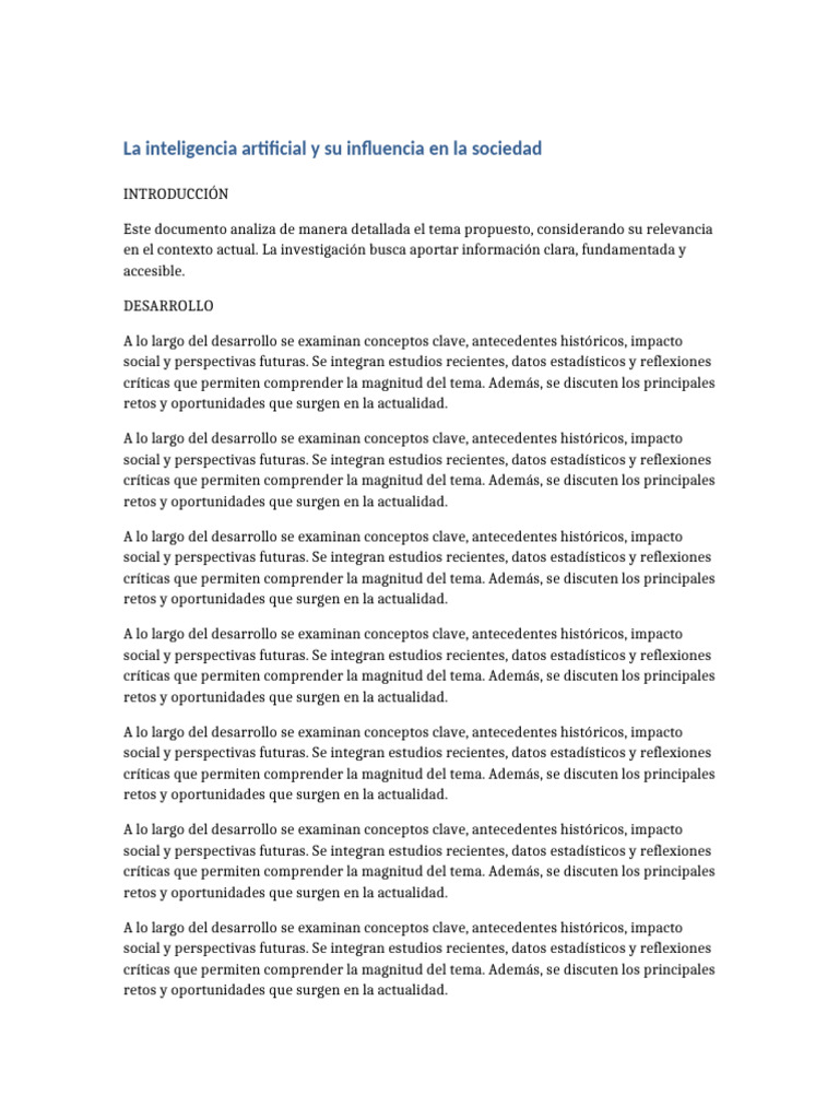 Impacto de la IA en la sociedad actual | PDF | Datos | Inteligencia ...