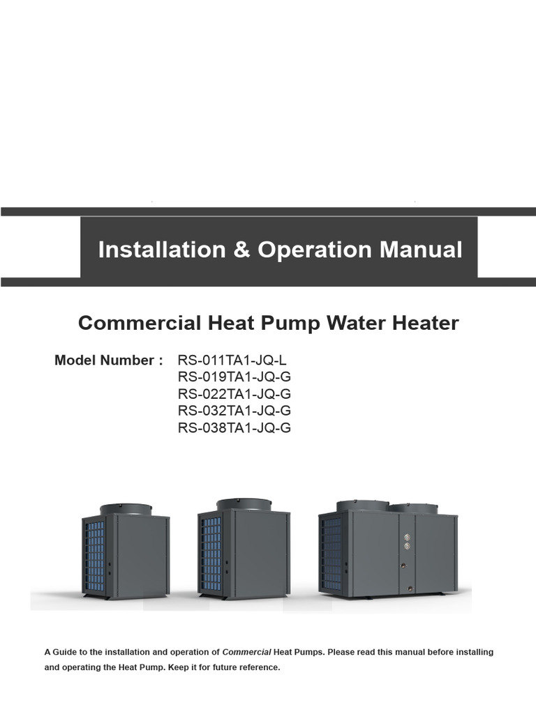 Commercial Heat Pump Water Heater Manual | PDF | Mechanical Engineering ...