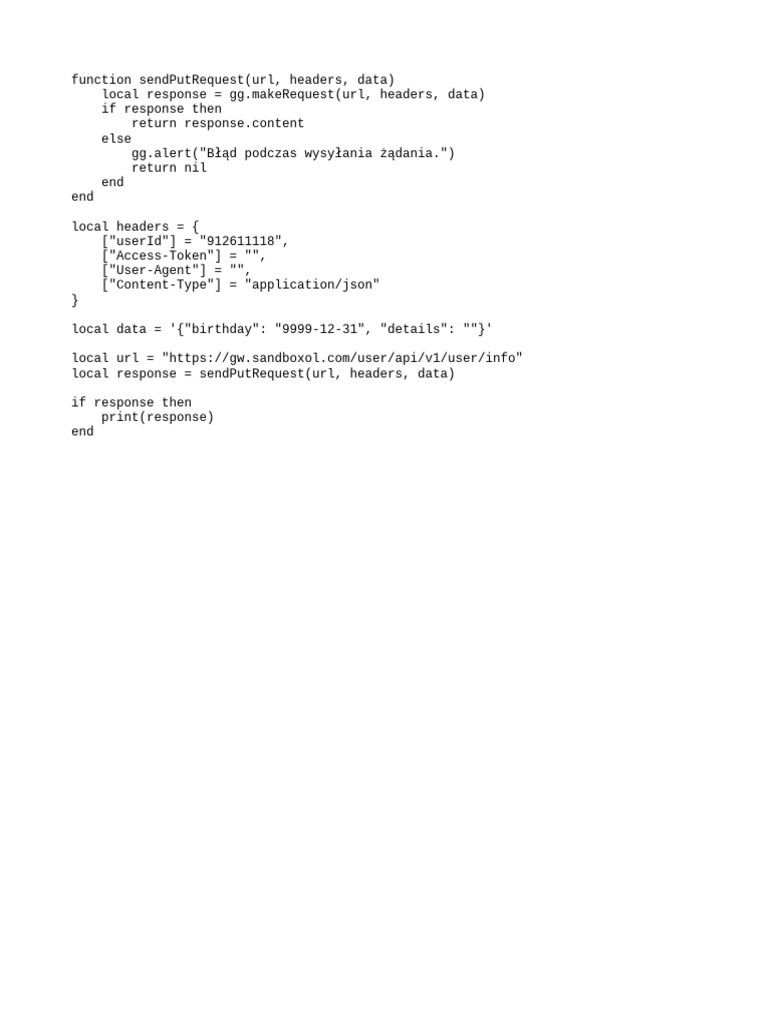 Send PUT Request in Lua Script | PDF