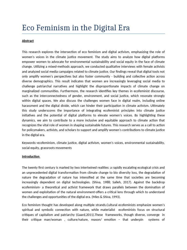 Ecofeminism and Digital Activism Insights | PDF | Ecofeminism ...