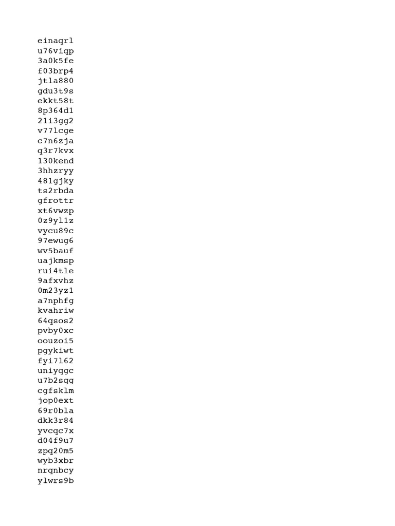 Unique Code List for Analysis | PDF