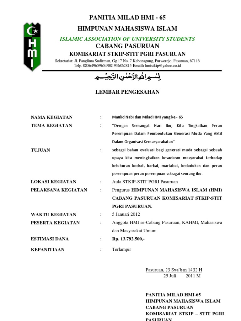 Contoh Surat Aktif Organisasi Hmi
