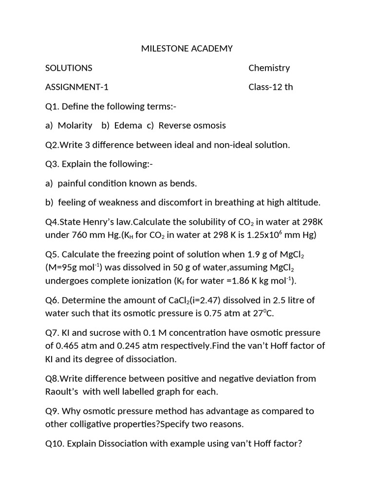 Solutions Assignment 1 | PDF