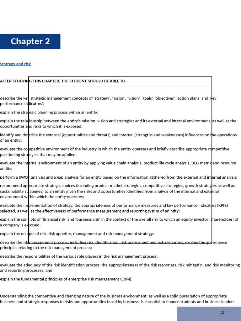 Strategic Management and Risk Analysis | PDF | Swot Analysis ...