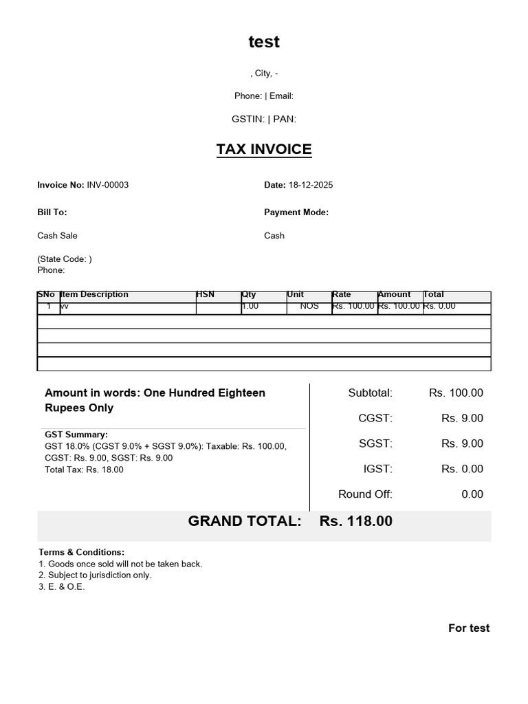 GST Tax Invoice Format Example | PDF
