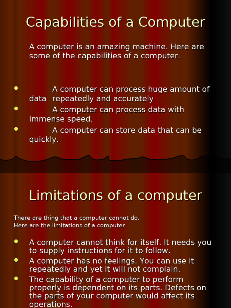 Capabilities of a Computer | PDF