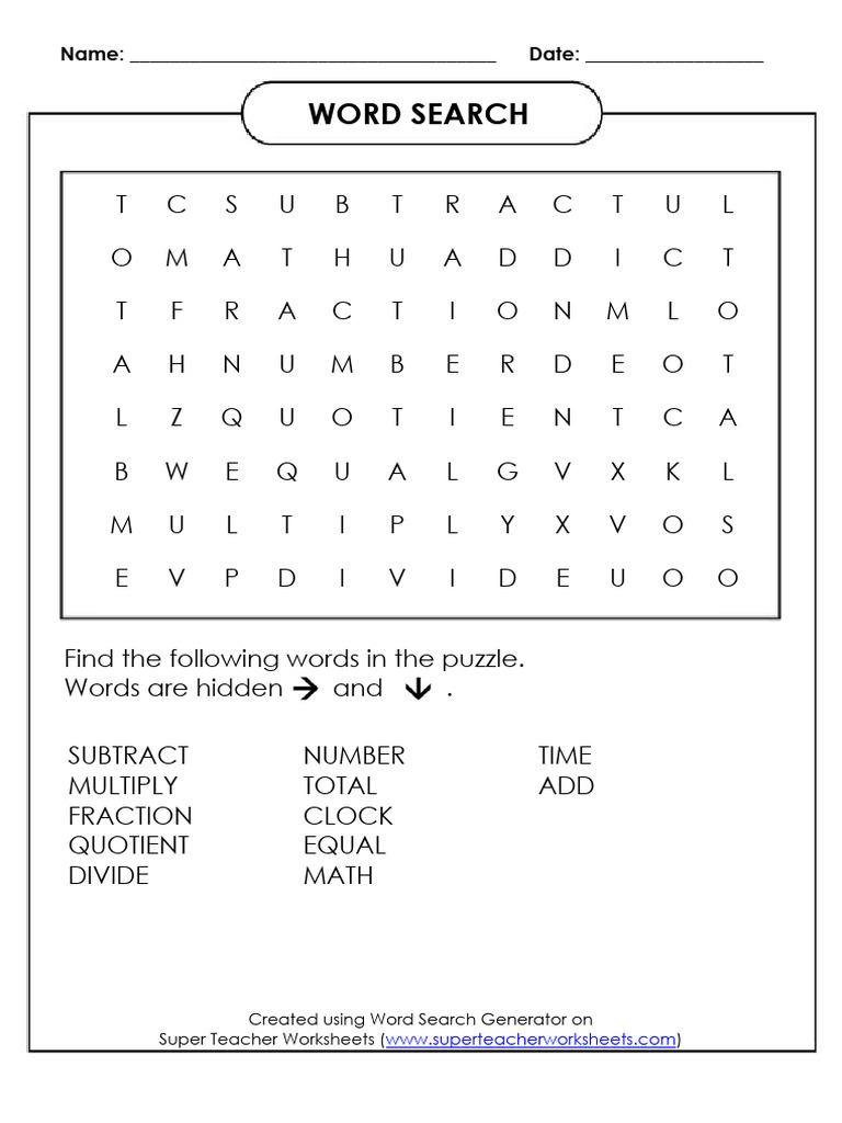 Super Teacher Worksheets WORD SEARCH (1) | PDF | Word Search | Numbers