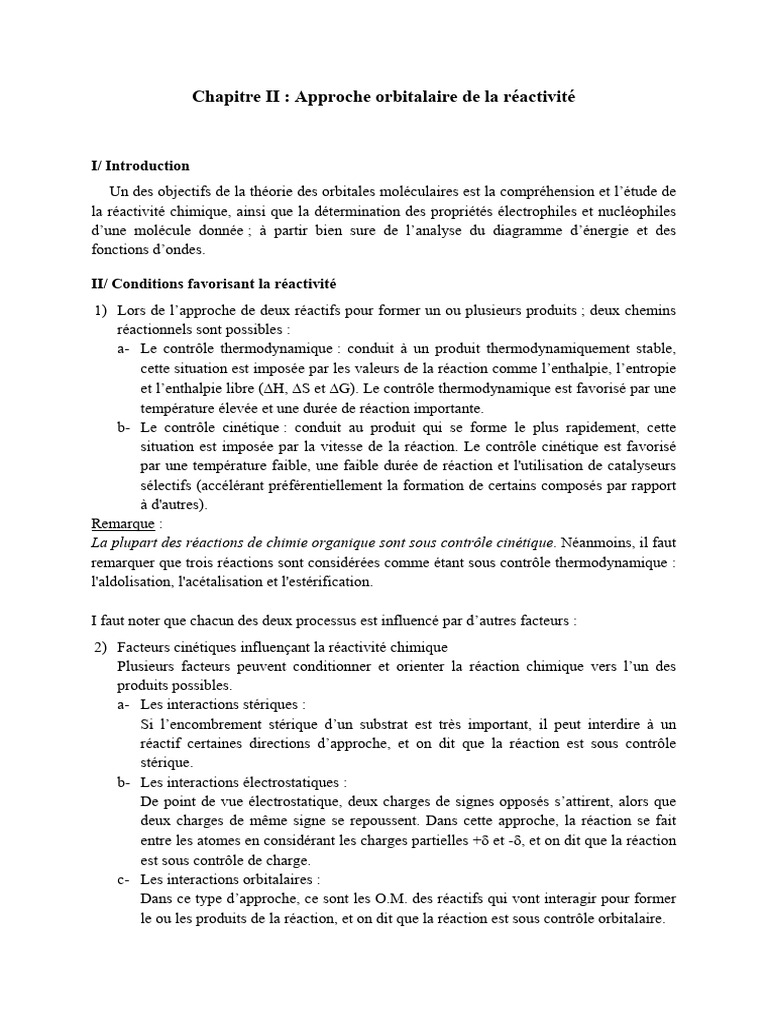 Réactivité chimique et orbitales moléculaires | PDF | Cinétique ...