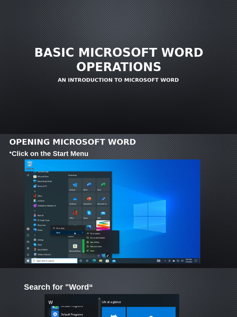 Basic Microsoft Word Operations | PDF