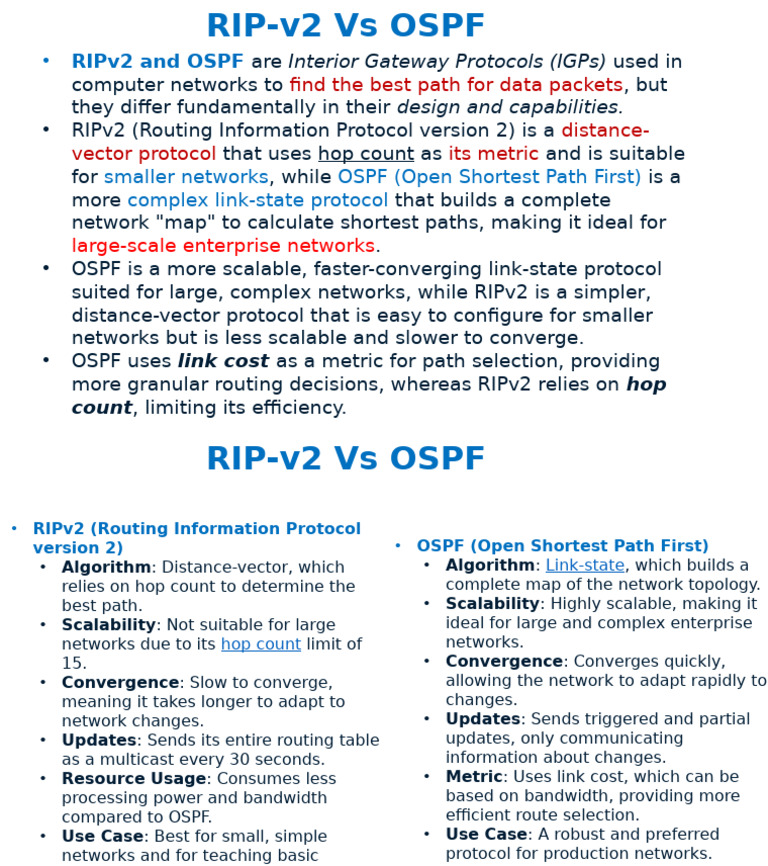 RIP-v2 Vs OSPF | PDF