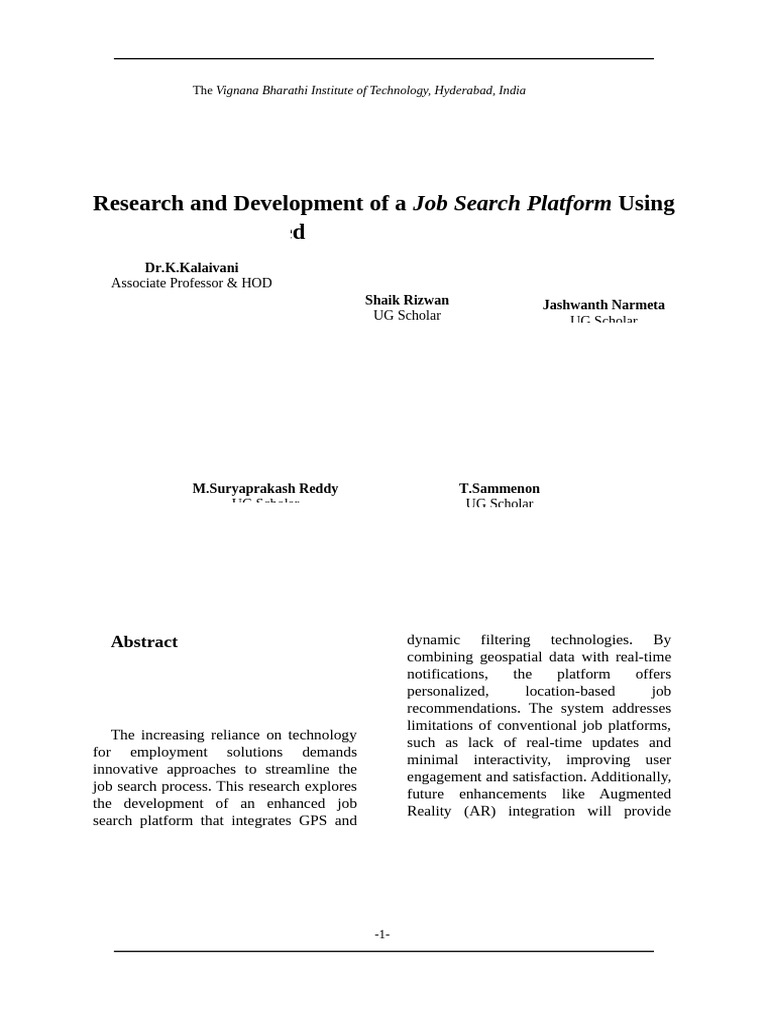 Research and Development of a Job Search Platform Using GPS and ...