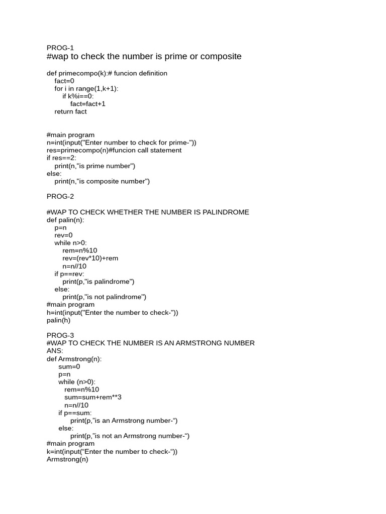 Python Programs for Number Checks and File Operations | PDF | Databases ...