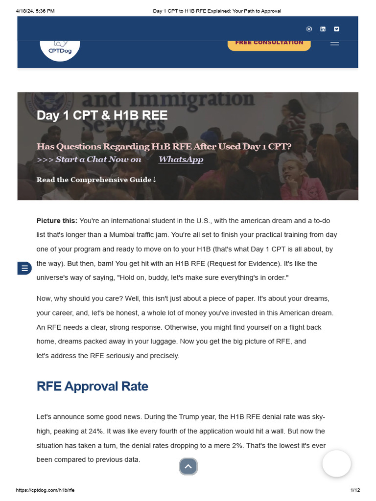 Day 1 CPT to H1B RFE Guide | PDF