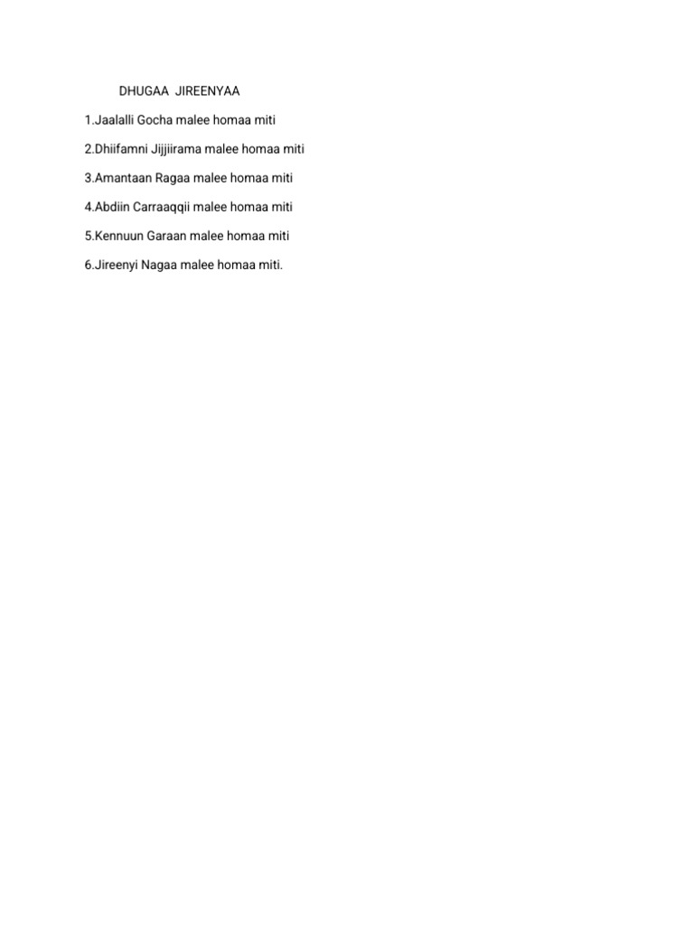 Dhugaa Jireeny | PDF