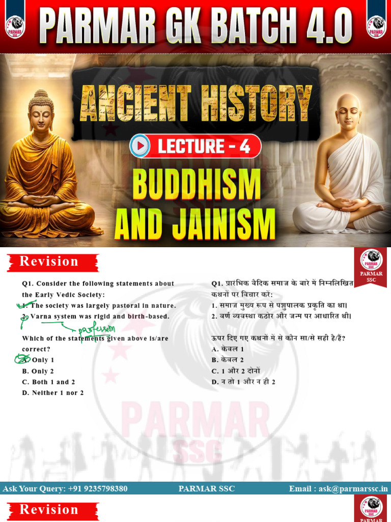 Jainism and Buddhism (Class PDF + MCQ) | PDF