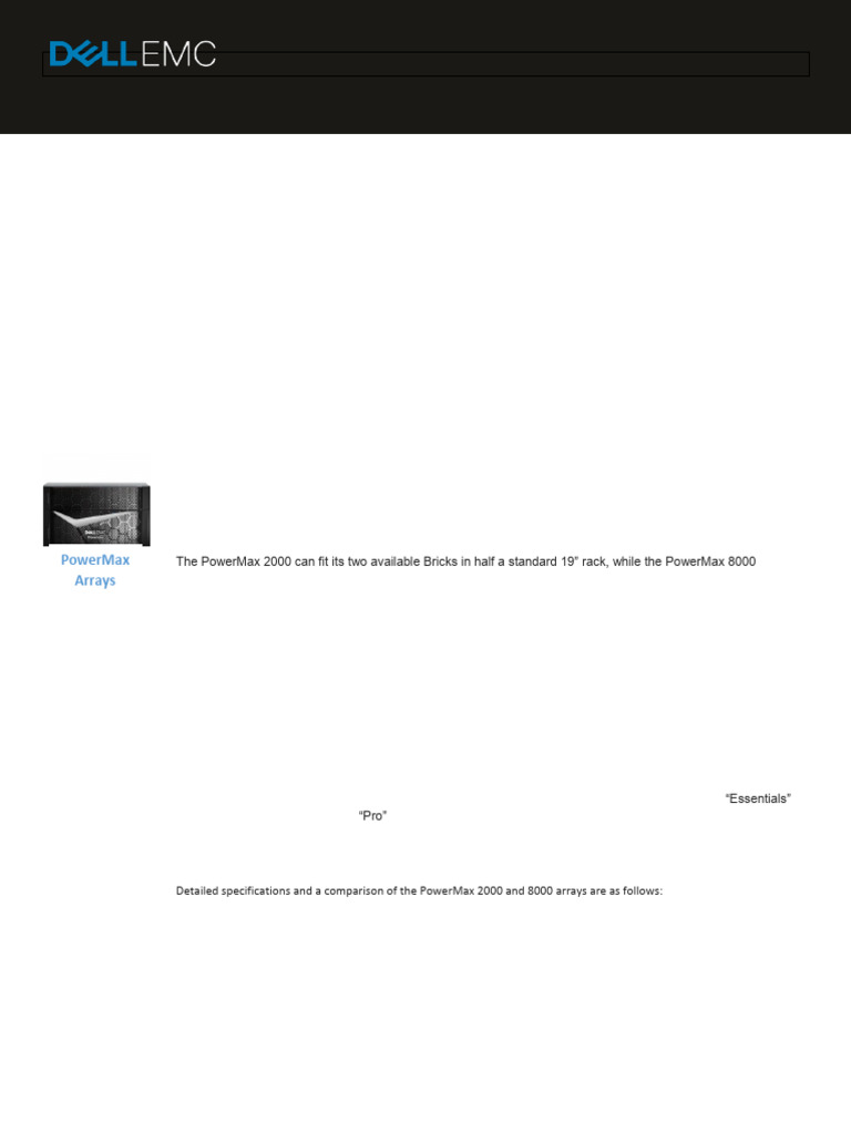 Dell EMC PowerMax 2000 & 8000 Specs | PDF | Computer Data Storage ...