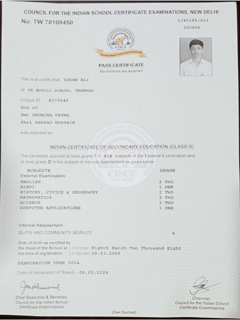 Class X Marksheet | PDF