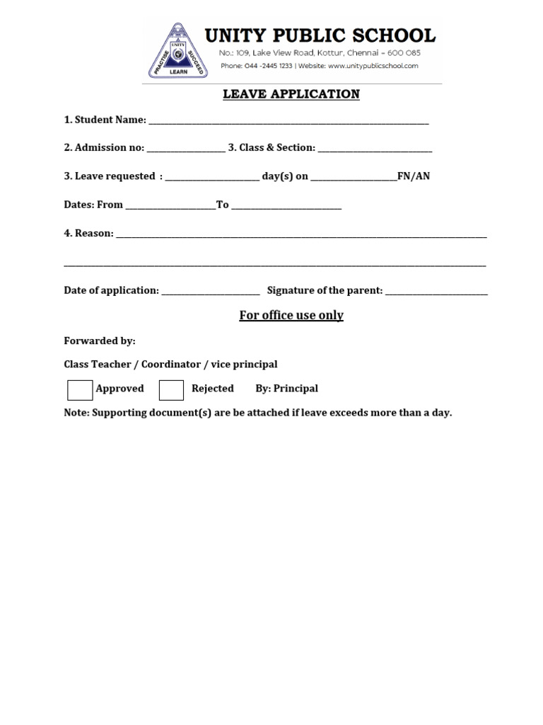 Student Leave Application Form | PDF