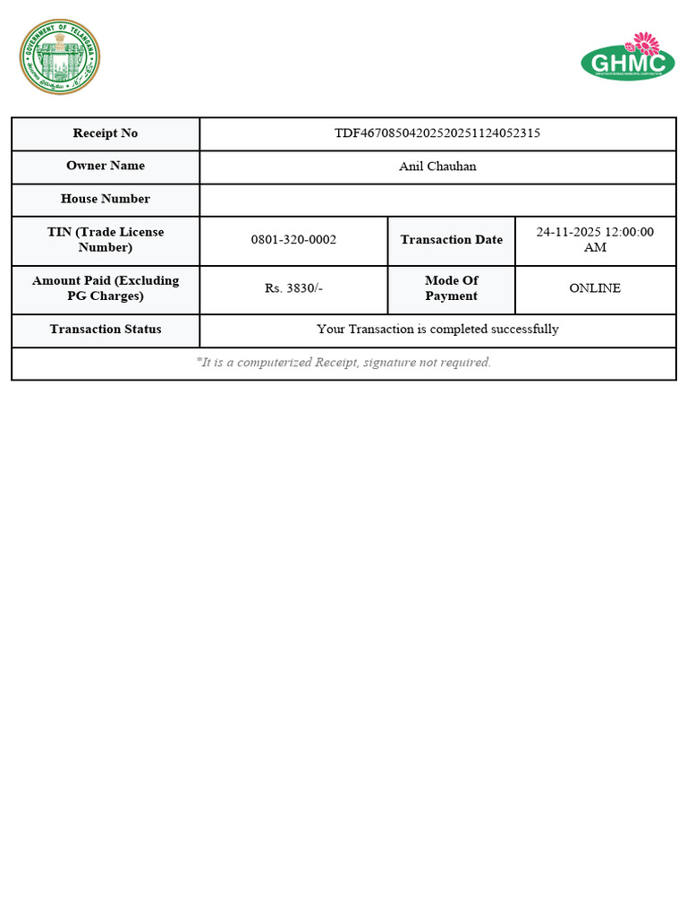Tl Receipt Details | PDF