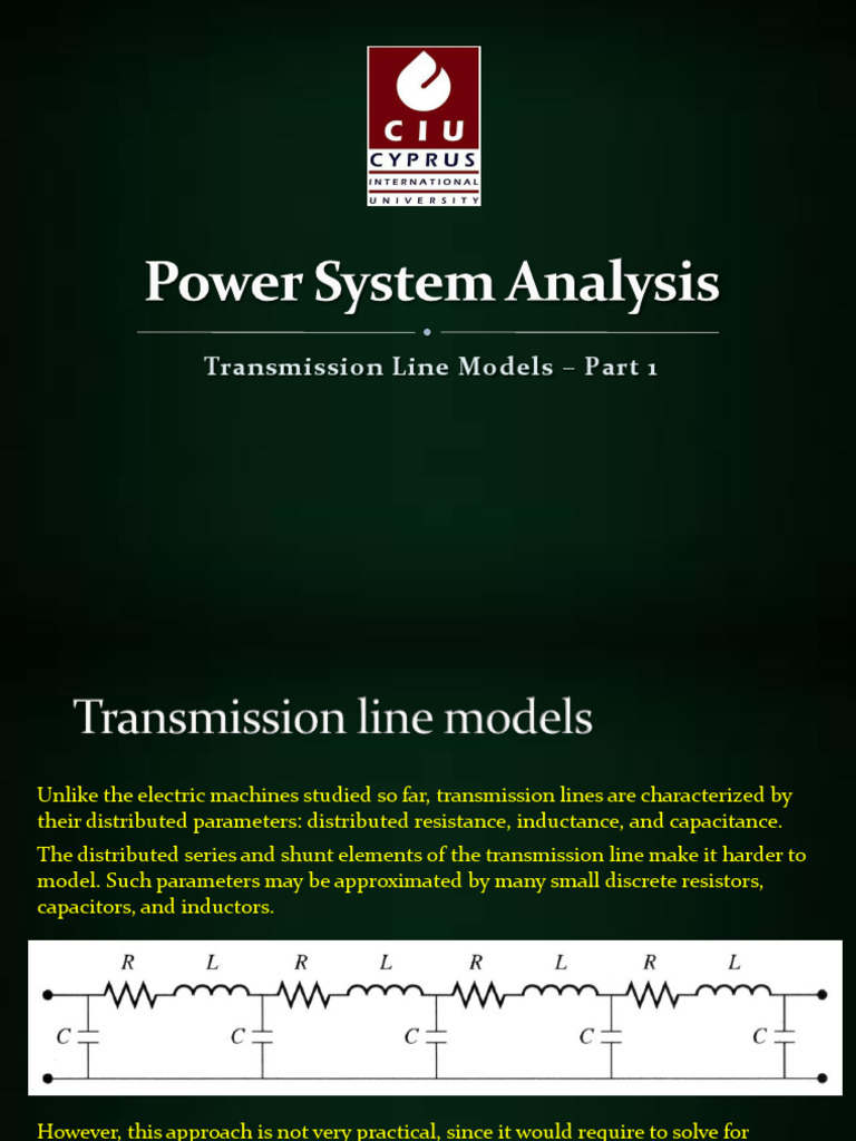 Lecture 6 - Transmission Line Models - Part 1 | PDF | Electrical ...