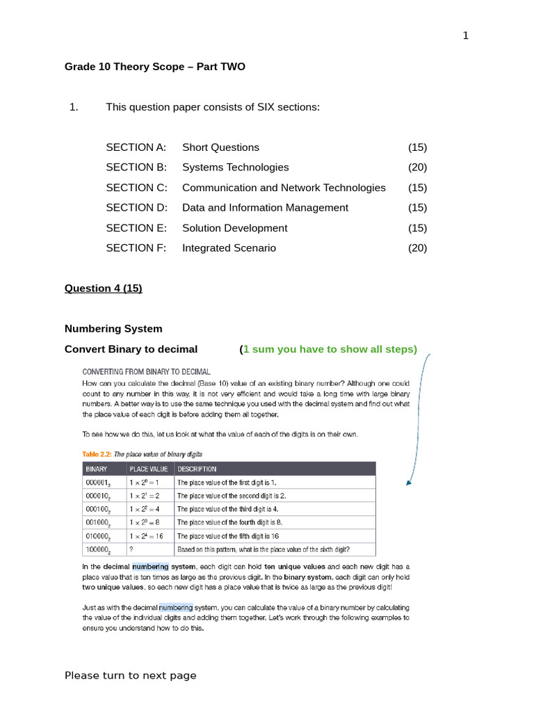 Grade 10 Theory Notes Part 2 | PDF | Arithmetic | Computing
