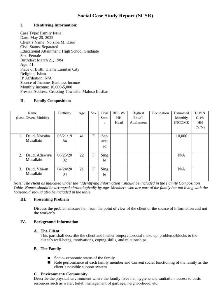 SCSR Template 2 | PDF