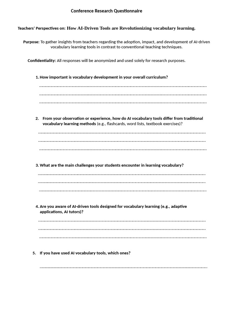 Correction 2 Conference Research Questionnaire | PDF | Cognition | Learning